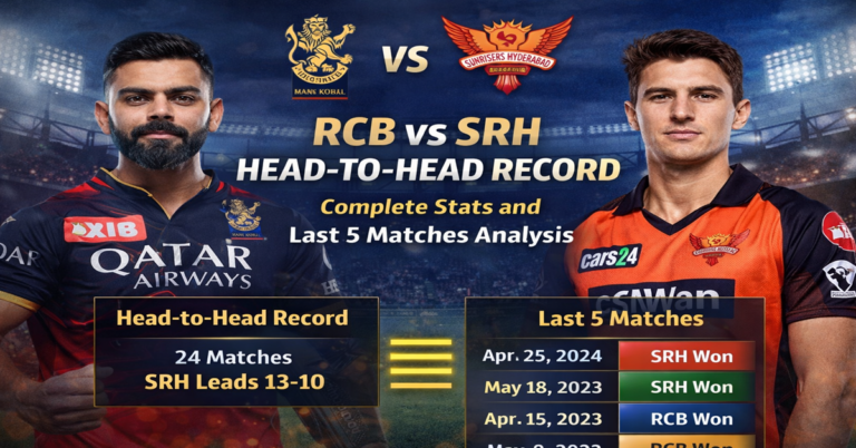 RCB vs SRH Head-to-Head Record: Complete Stats and Last 5 Matches Analysis