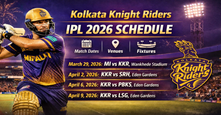 Kolkata Knight Riders IPL 2026 Schedule: Match Dates, Venues & Fixtures