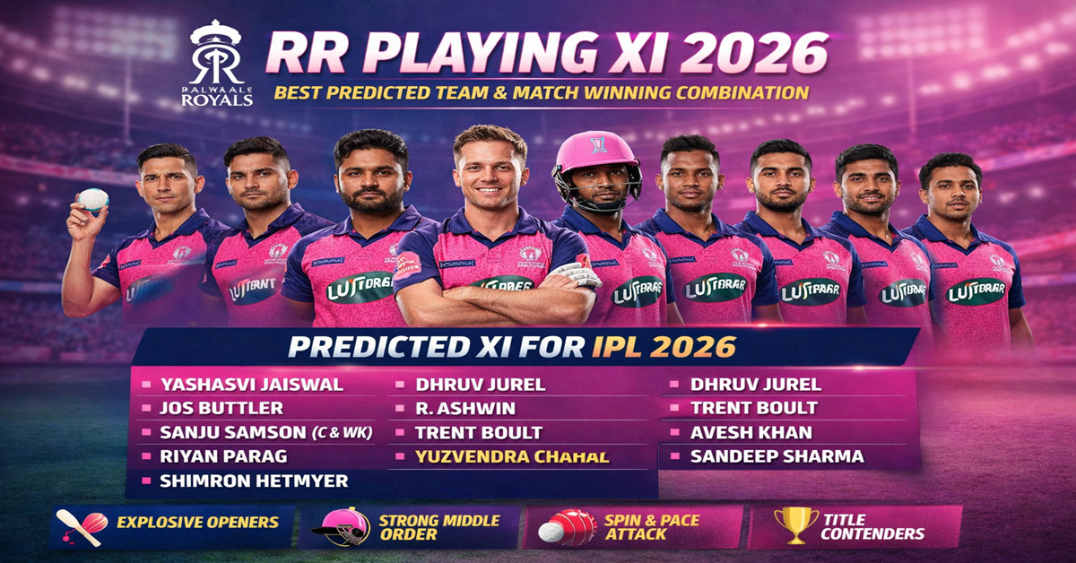 RR Playing XI 2026 Best Predicted Team & Match-Winning Combination
